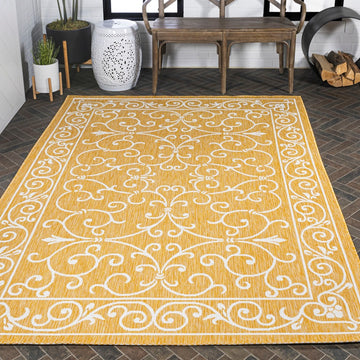 Charleston Vintage Filigree Textured Weave Indoor/outdoor Area Rug
